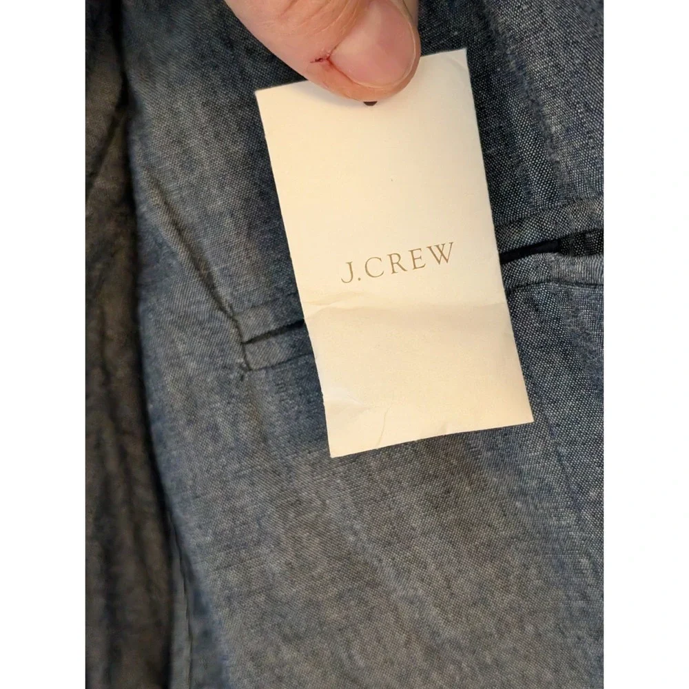 J.CREW Ludlow Navy Blue‎ Grey Chambray Blazer Cotton Unstructured Men Small 38R